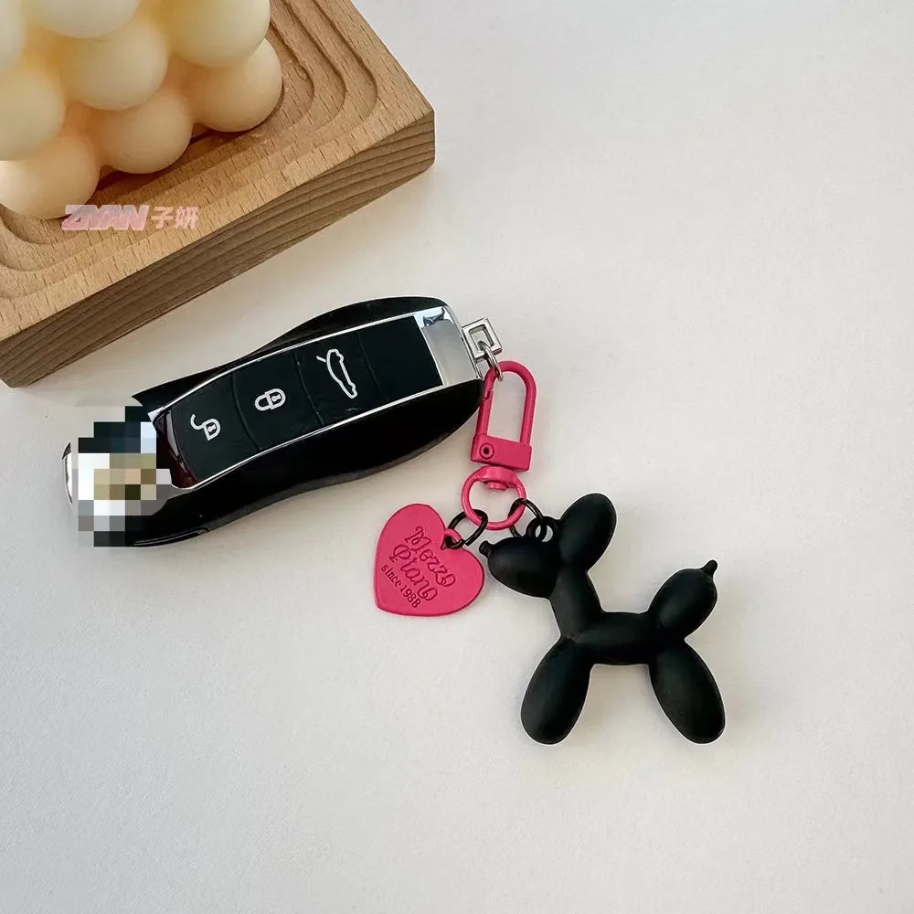 ﻿Cute Balloon Dog Bag Charm - Exquisite Keychain and Handbag Pendant with Bead Details, Perfect Women's Accessory for a Trendy Touch