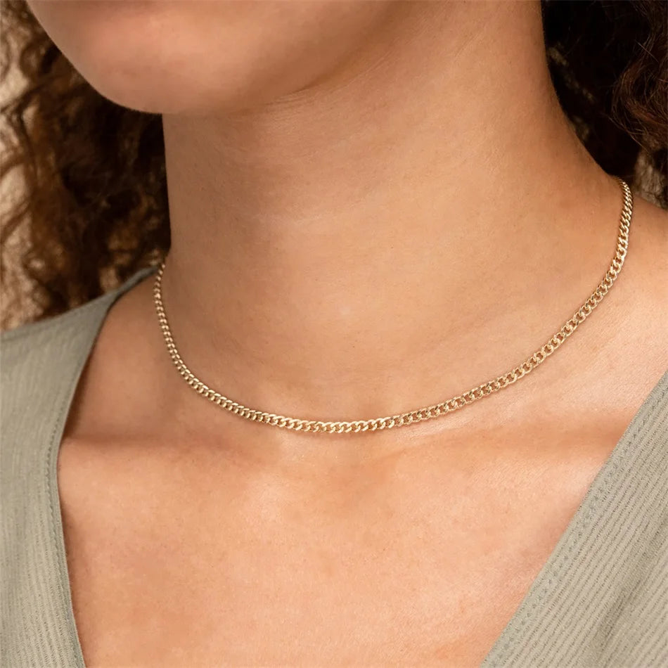 Gold-Plated Stainless Steel Cuban Chain Necklace