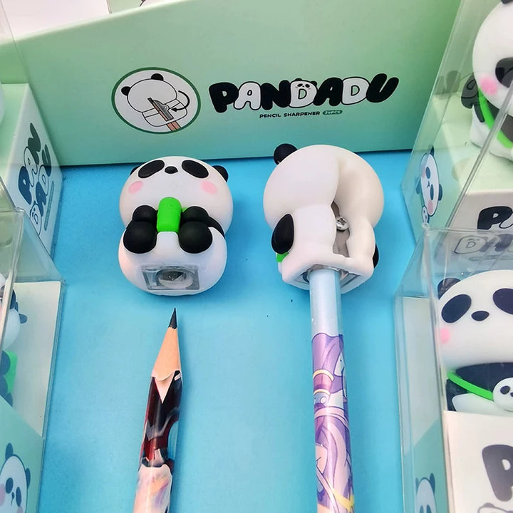 Panda Pencil Sharpener - Korean Stationery, Silicone Manual Pencil Cutter Tool for Students, School, and Office Supplies