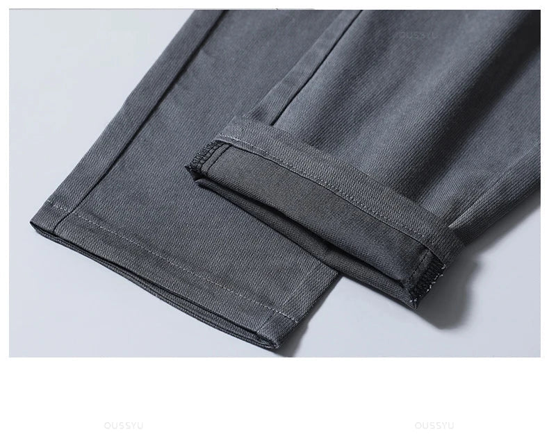 Men's Casual Pants - Soft Lyocell Fabric, Thin Slim Fit, Elastic Waist, Korean Style Jogger Ankle-Length Trousers