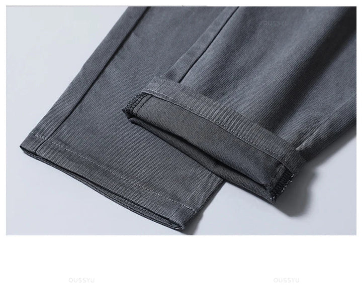 Men's Casual Pants - Soft Lyocell Fabric, Thin Slim Fit, Elastic Waist, Korean Style Jogger Ankle-Length Trousers