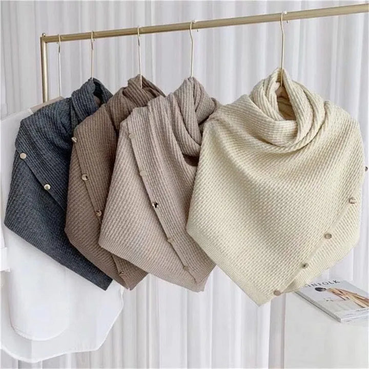 Multi-Purpose Button Scarf  Knitted Imitation Cashmere Shawl & Poncho for Women