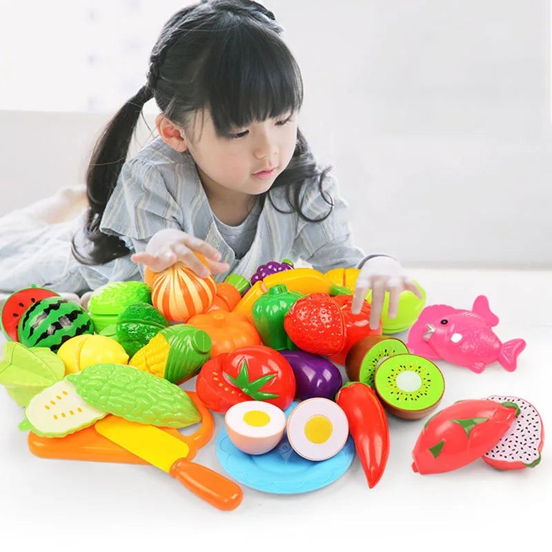 Children Toys Cutting Fruits and Vegetables Set for Kids Pretend Play Simulation Kitchen Toy Montessori Baby Toys for Girls Boys