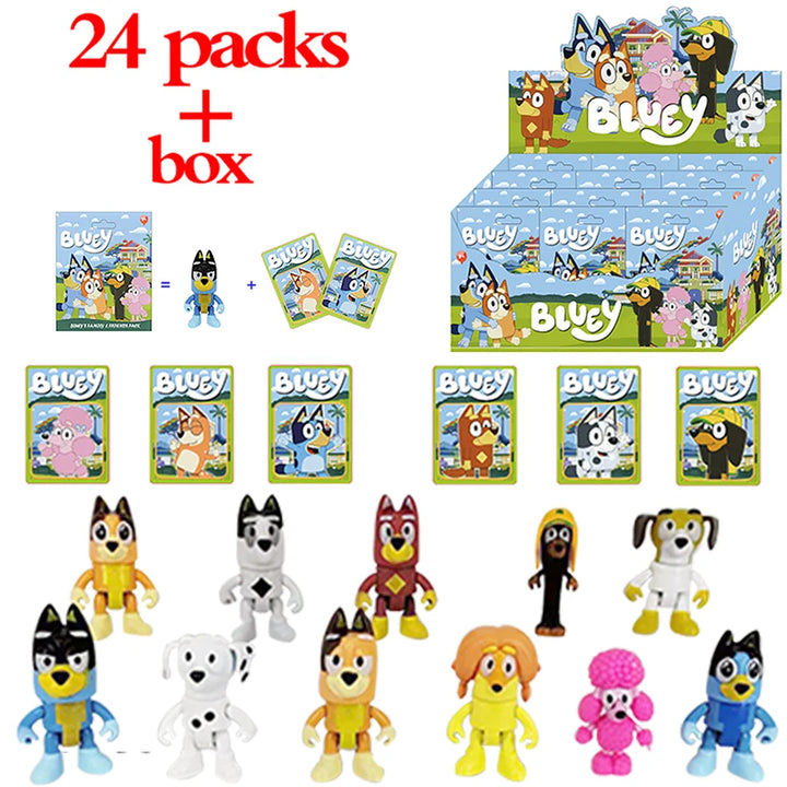 2-24pcs bluey Blind Box Anime figures Mystery game Doll Figure PVC model Toys desktop Decorative Kids birthday Christmas Gifts