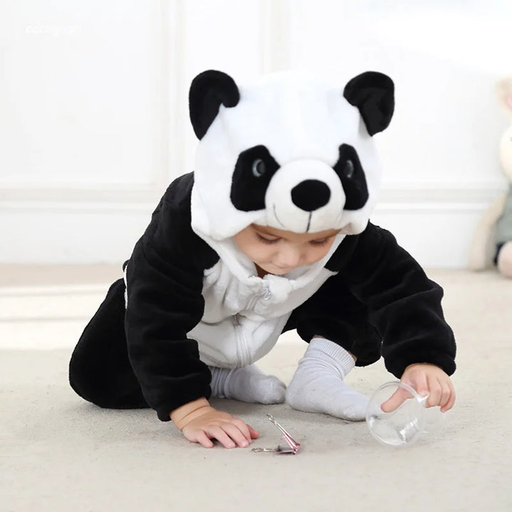 Panda Baby Romper – Flannel One-Piece Pajama for Newborns, Winter & Halloween Outfit