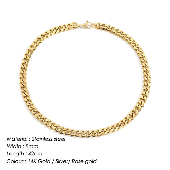 Gold-Plated Stainless Steel Cuban Chain Necklace