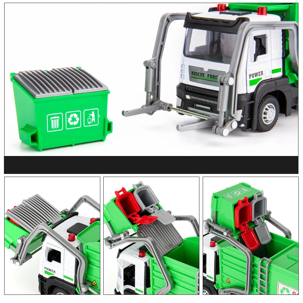 Garbage Collection Truck Car Model City Garbage Sorting Sanitation Clearing Vehicle Car Model Sound and Light Kids Toy Gift