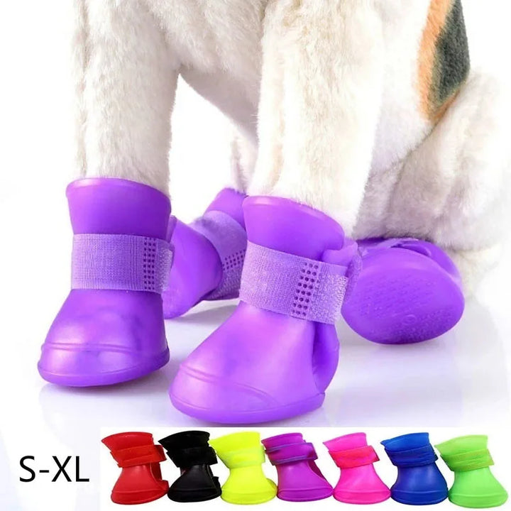 Soft Silicone Dog Rain Boots – Anti-Slip, Wear-Resistant, Jelly-Colored Waterproof Shoes for Pets