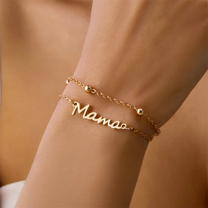 Mama Letter Pendant Bracelet 3 Colors Link Chain, Fashion Jewelry for Women, Mother's Day & Thanksgiving Gift