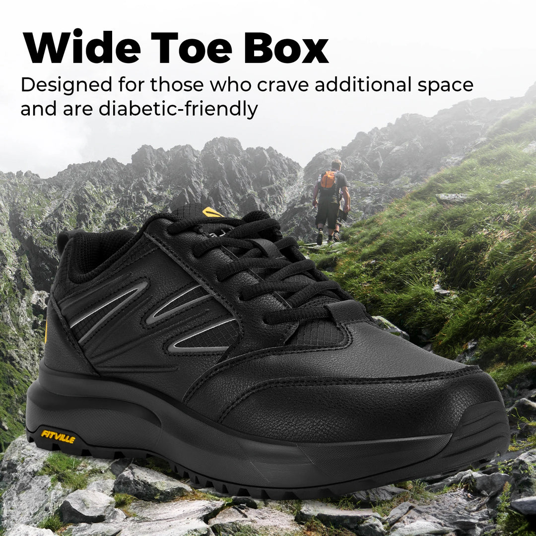 FitVille Men's Wide Hiking Shoes - Water-Repellent, Lightweight Outdoor Sneakers with Arch Support for Climbing & Trekking