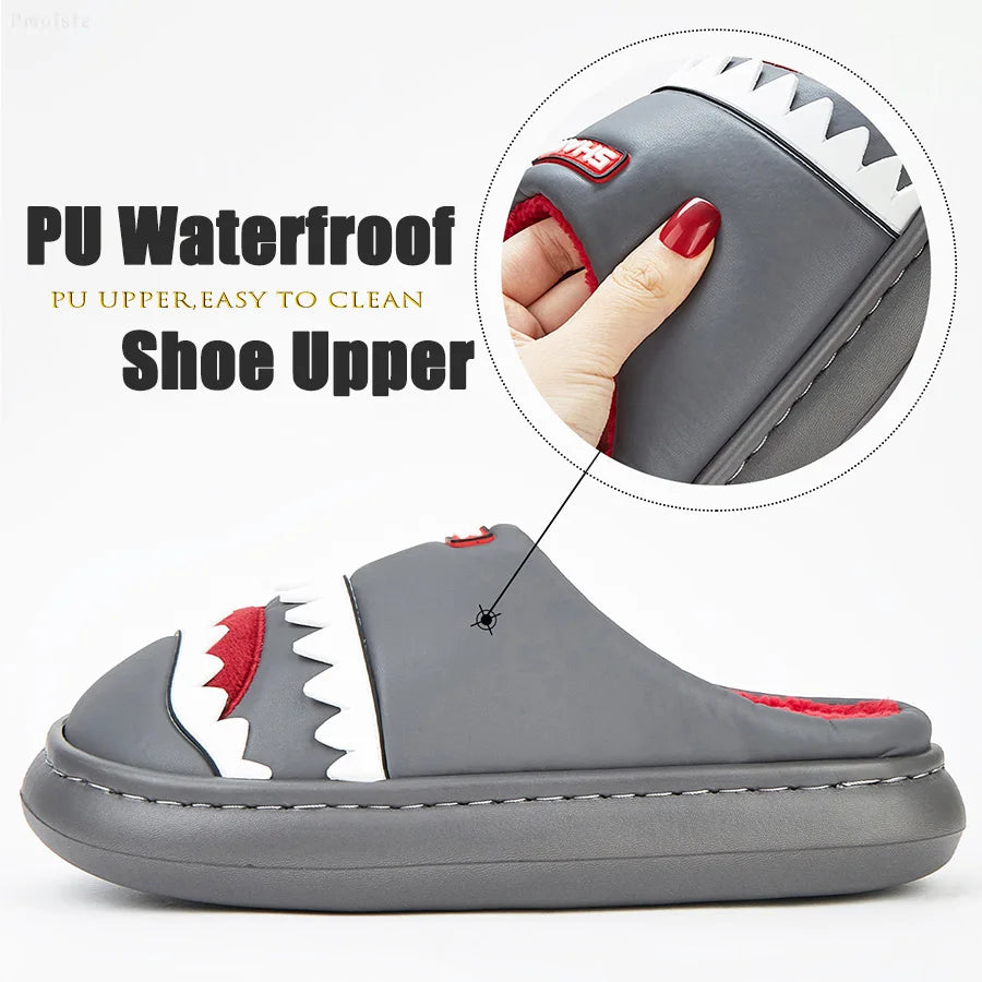 Cute House Slippers For Men Platform Designer Warm Imitation Leather Indoor shoes Winter Soft  Non-Slip Funny Couple Eva Slipper