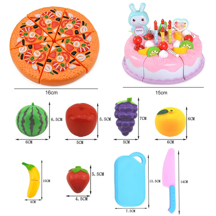 Children Pretend Goodies Play Simulated Kitchen Toys Plastic Cutting Food Kids Toy Object Cognition Boys Girl Birthday Gifts TMZ