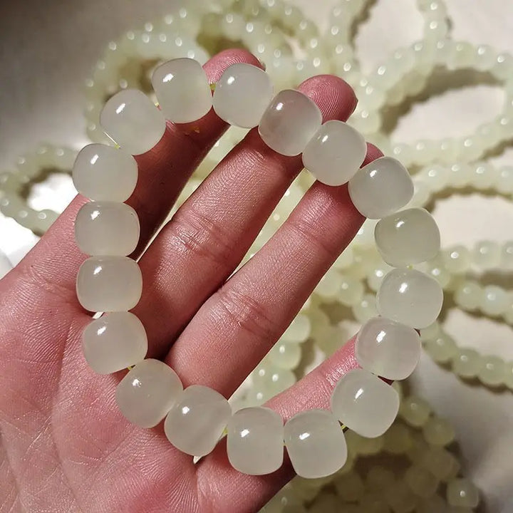 White Jade Bracelet  Lychee Jelly Design for Men & Women