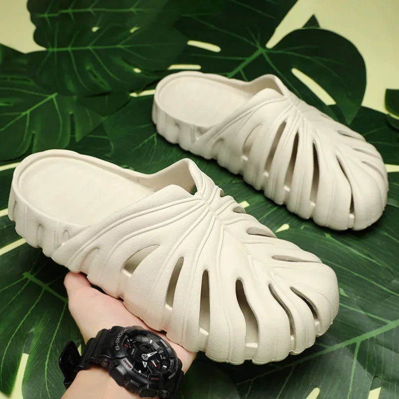 Male Slipper Platform Cloud Funny Leaf Home Soft Non Slip Slides Sandals Outdoor Summer Ladies House Shoe Flat Men Female Beach