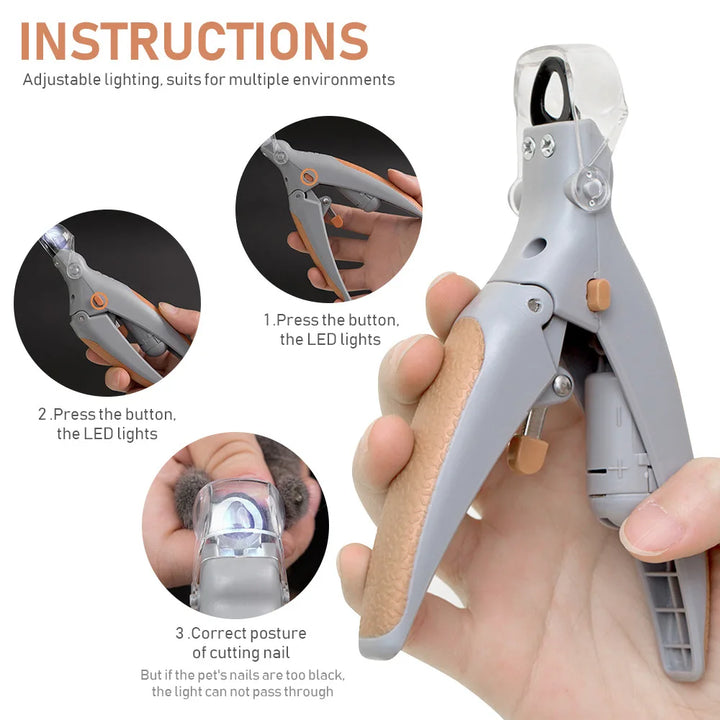 LED Pet Nail Clipper with Magnifier - Multi-Function Nail Trimmer for Dogs & Cats