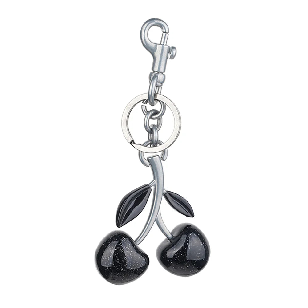 Black Cherry Pendant Keychain - Exquisite Crystal Charm for Women's Handbags, a Trendy and High-Grade Accessory for a Stylish Look