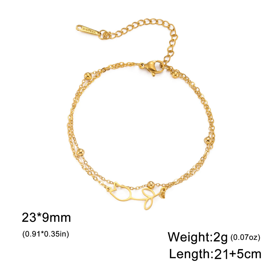 Gold Stainless Steel Rose Flower Anklet - Simple and Adjustable Design for Women, Elegant Leg Bracelet Jewelry, Perfect for Parties or Gifts