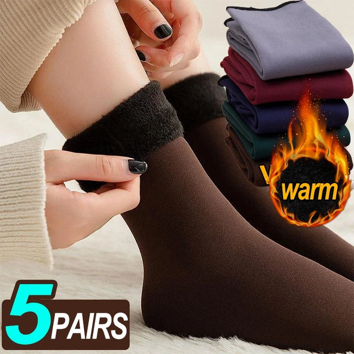 Winter Warm Women Socks Soft Thicken Thermal Plush Socks Solid Color Velvet Wool Snow Boots Floor Socks Home Sleeping Sock