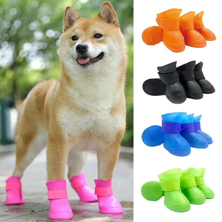 Soft Silicone Dog Rain Boots – Anti-Slip, Wear-Resistant, Jelly-Colored Waterproof Shoes for Pets