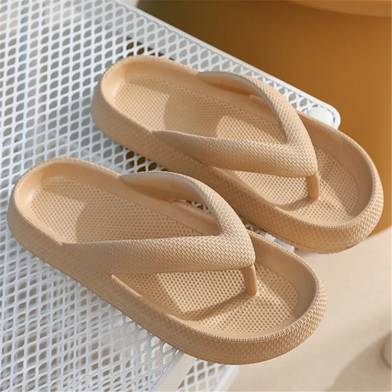 Women's Summer Beach Flip Flops - Non-slip, Thick Platform, Clip Toe Slides