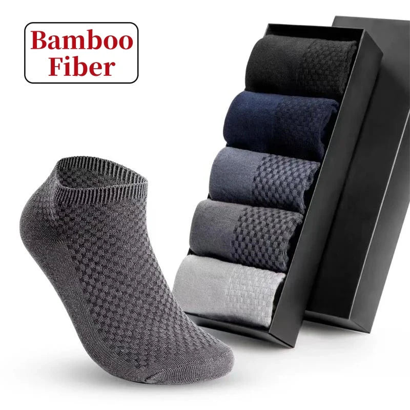 5 Pairs/Lot Men's High-Quality Bamboo Fiber Ankle Socks | Business Casual