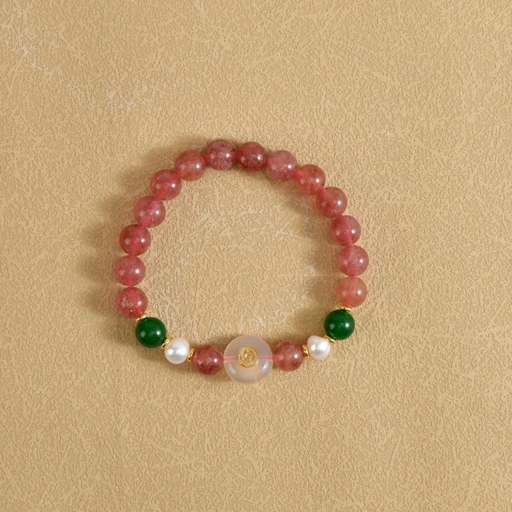 Retro Strawberry Quartz Bracelet - Simple All-Match Jelly Style