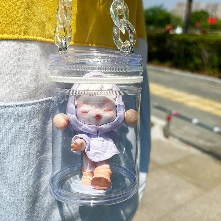 Dustproof Waterproof Transparent PVC Storage Pouch - Thickened Mini Doll Bag, Clear Wallet with Pendant