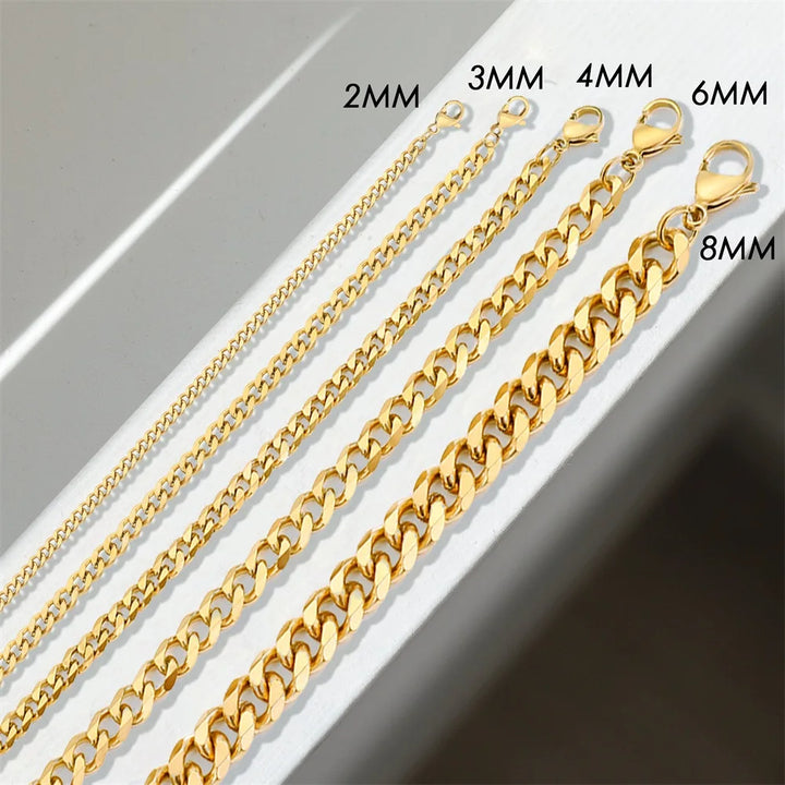 Gold-Plated Stainless Steel Cuban Chain Necklace