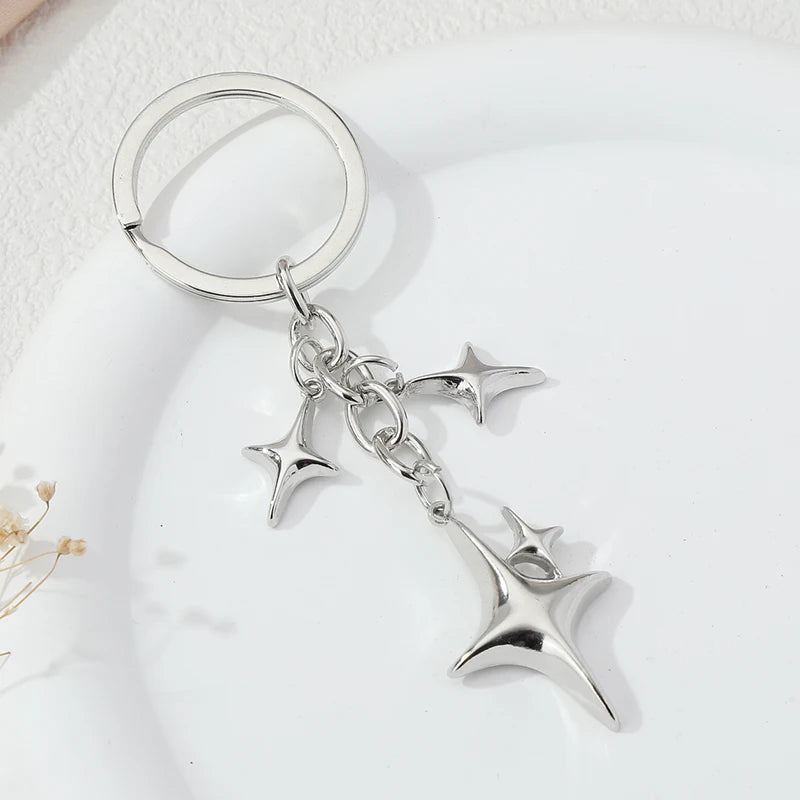 Star and Moon Metal Keychains - Handmade Key Rings for Women and Men, Perfect Friendship Gift or Handbag Decoration