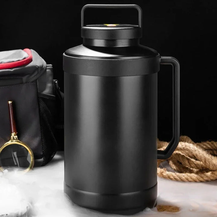 Stainless Steel Dry Ice Bucket - Leakproof Large Capacity Insulated Thermos Bottle