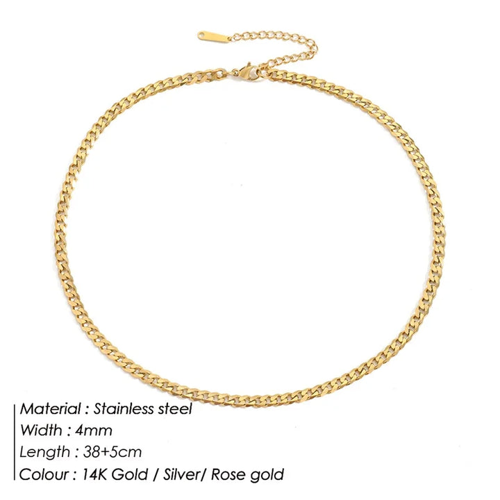 Gold-Plated Stainless Steel Cuban Chain Necklace