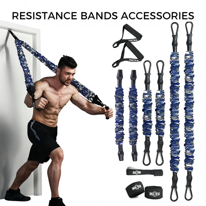 Resistance Bands Accessories Elastic Band Fitness Handle Foot Strap Gym Full Body Workout Bench Press Exercise Equipment