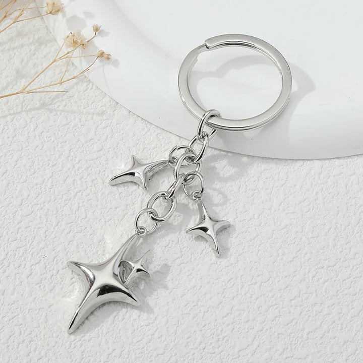 Star and Moon Metal Keychains - Handmade Key Rings for Women and Men, Perfect Friendship Gift or Handbag Decoration