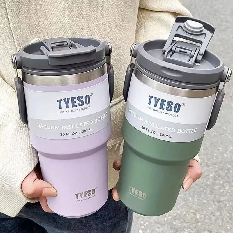 TYESO Stainless Steel Coffee Thermos - Double-Layer Insulated Travel Mug for Hot & Cold Drinks