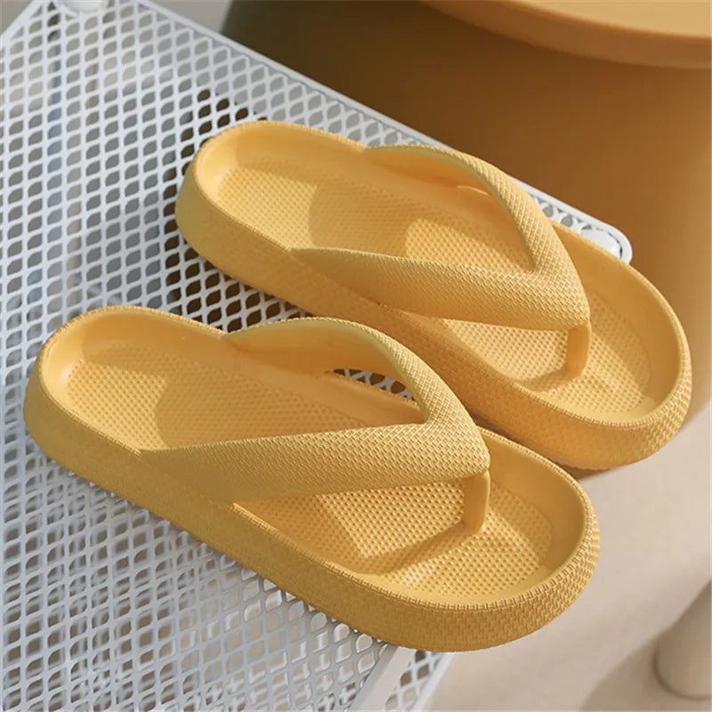 Women's Summer Beach Flip Flops - Non-slip, Thick Platform, Clip Toe Slides