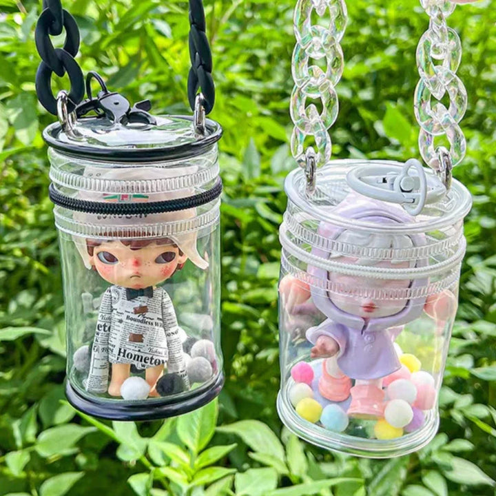 Dustproof Waterproof Transparent PVC Storage Pouch - Thickened Mini Doll Bag, Clear Wallet with Pendant