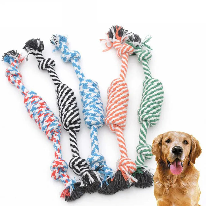 Cotton Braided Bone Knot Rope Toy - Durable 27CM Chew & Tooth Cleaning for Dogs