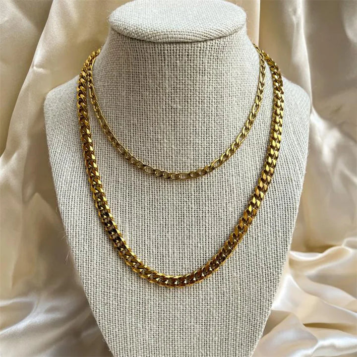 Gold-Plated Stainless Steel Cuban Chain Necklace