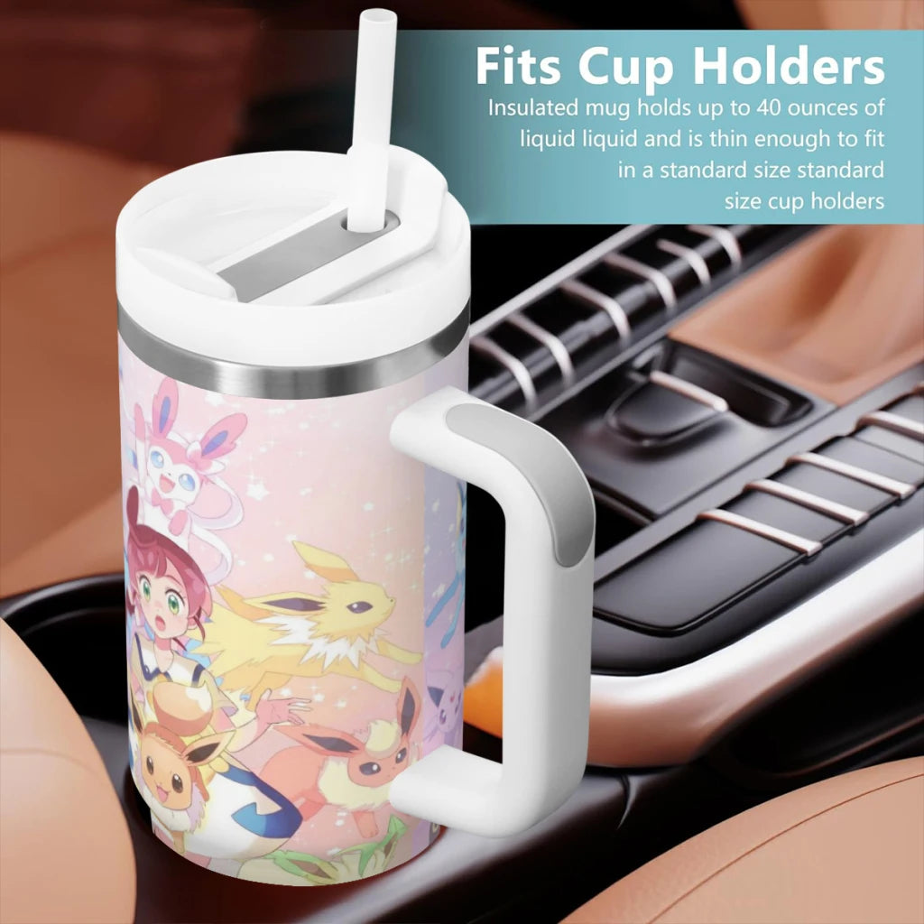 Pokémon Travel Mug, Stainless Steel 304 Tumbler Water Bottle for Cars