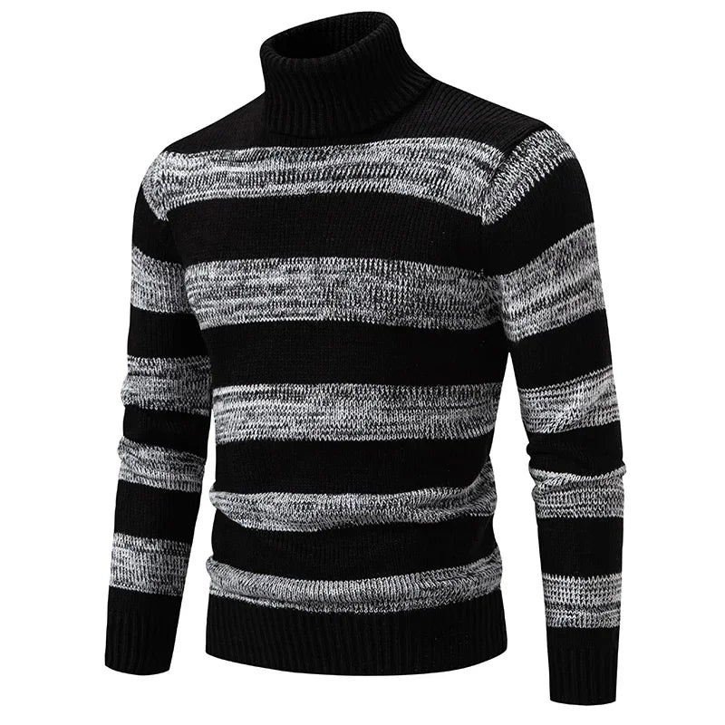 Men's Autumn and Winter Casual Warm Neck Sweater Knit Pullover Tops  Man Clothes