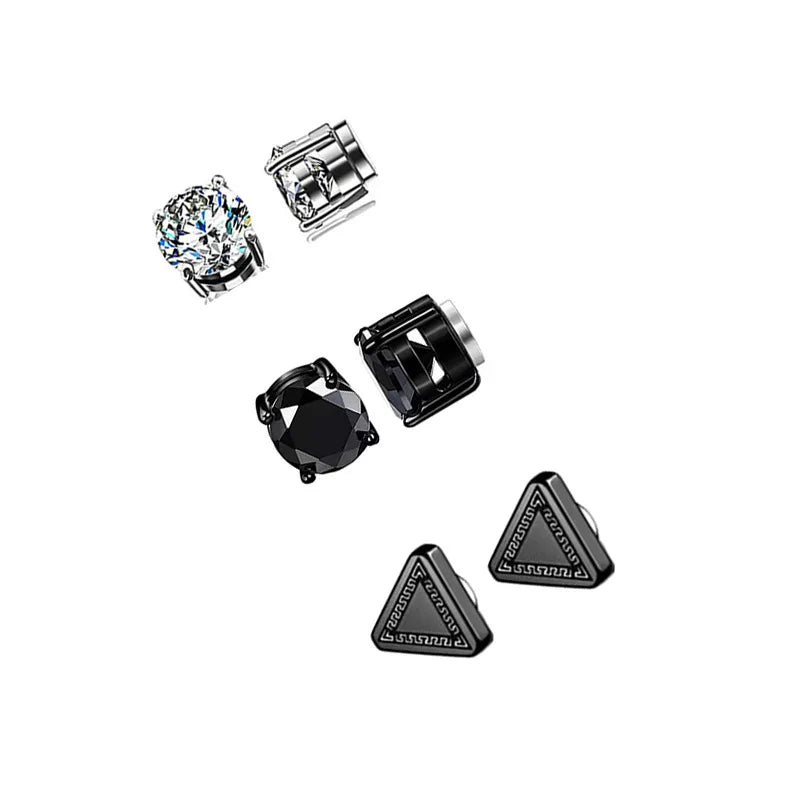 Magnetic Crystal Stud Earrings - Non-Piercing Punk Zircon Clip-Ons for Men & Women