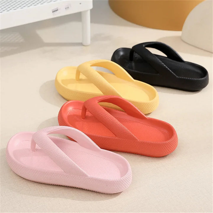 Women's Summer Beach Flip Flops - Non-slip, Thick Platform, Clip Toe Slides