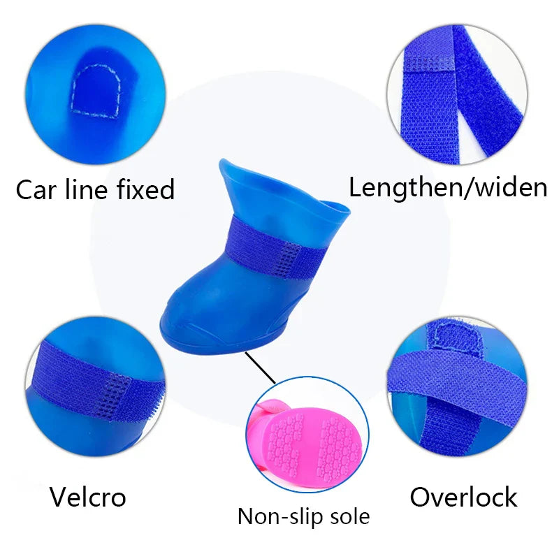 Soft Silicone Dog Rain Boots – Anti-Slip, Wear-Resistant, Jelly-Colored Waterproof Shoes for Pets