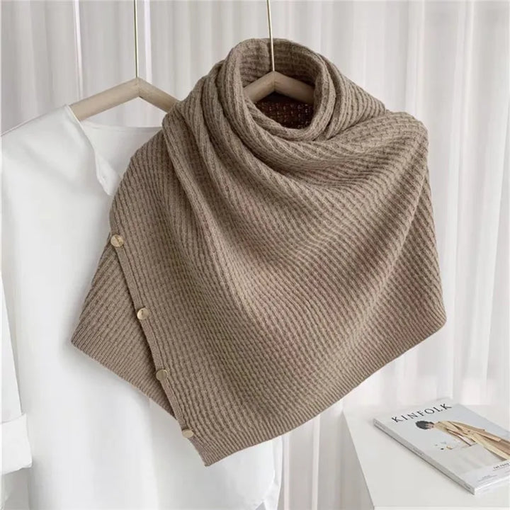 Multi-Purpose Button Scarf  Knitted Imitation Cashmere Shawl & Poncho for Women