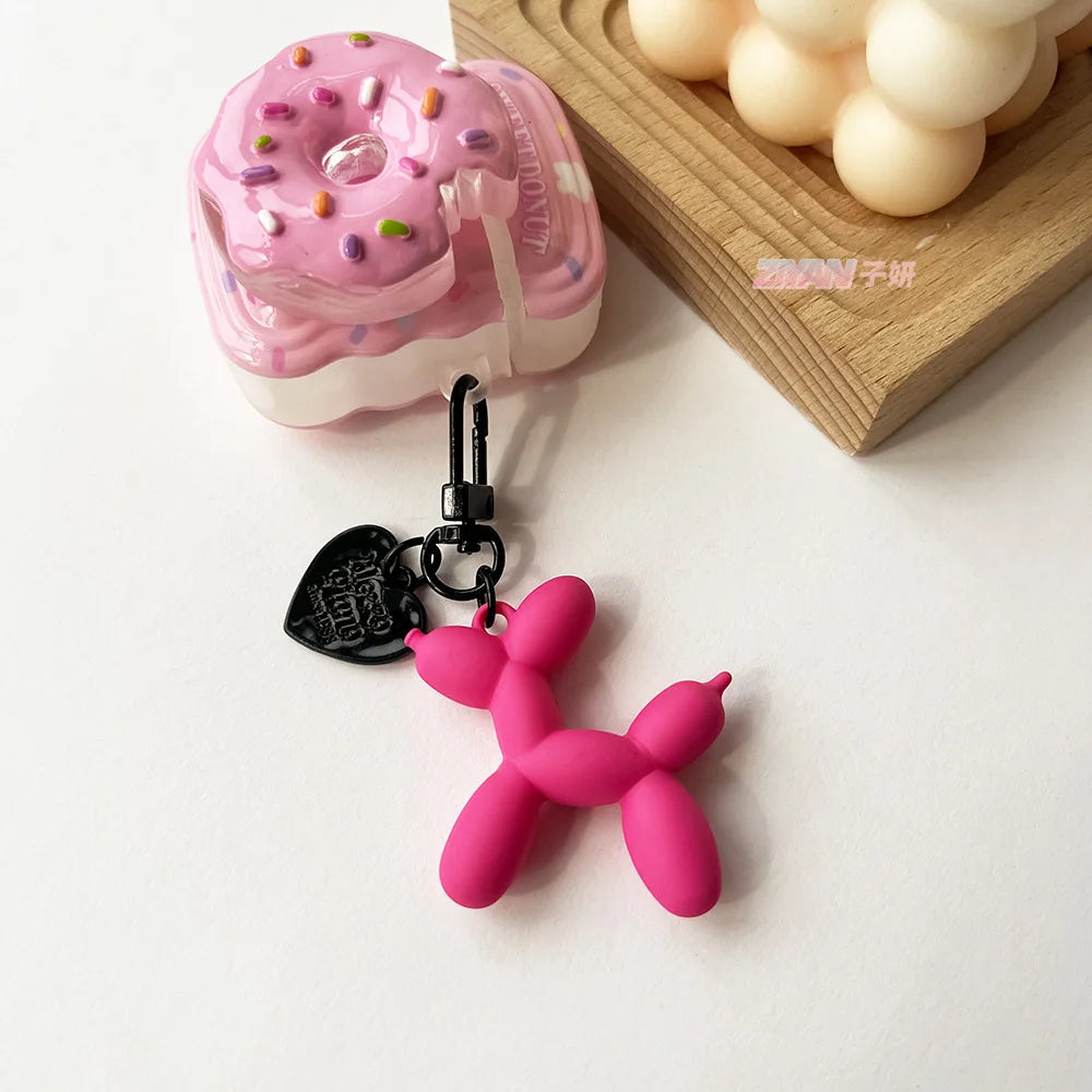 ﻿Cute Balloon Dog Bag Charm - Exquisite Keychain and Handbag Pendant with Bead Details, Perfect Women's Accessory for a Trendy Touch