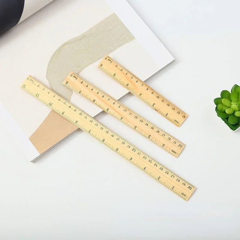 Wooden Straight Rulers Drawing Tool Desk Accessories Student Teacher Stationery School Office Supplies