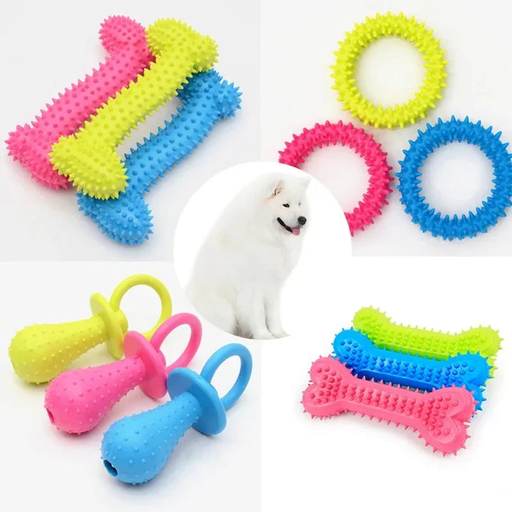 Rubber Chew Toy for Small Dogs - Bite-Resistant, Teeth Cleaning & Training