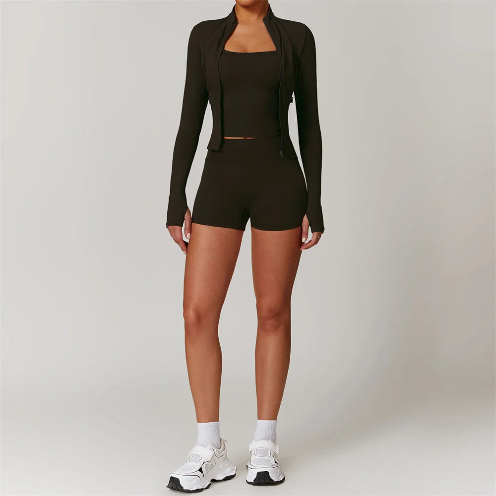 Women Autumn Winter Quick Dry Long Sleeve Yoga Set Outdoor Training Wear Running Sports Fitness Wear Tight Suit Outfit