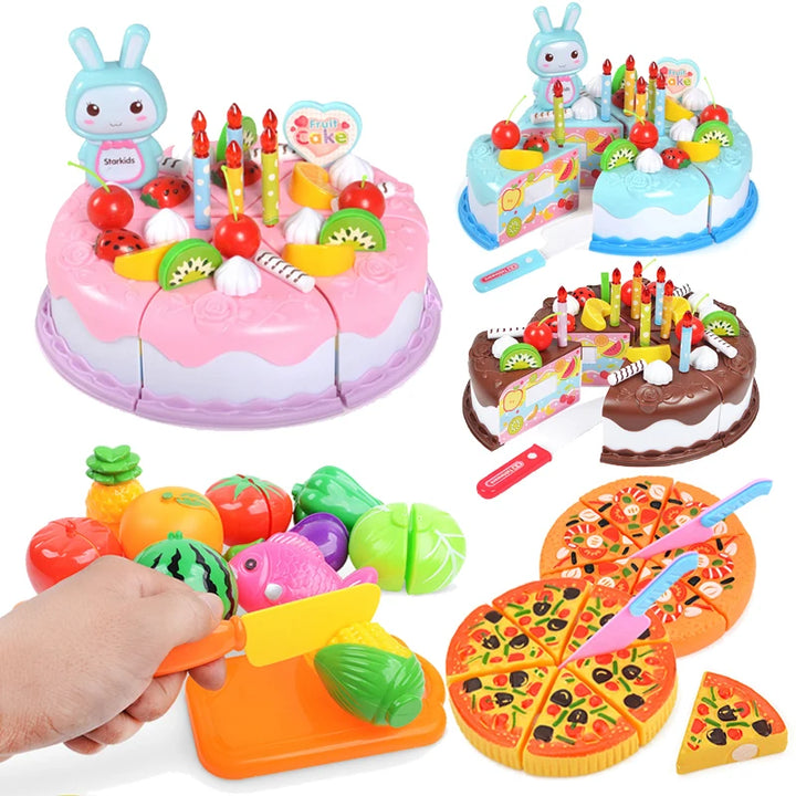 Children Pretend Goodies Play Simulated Kitchen Toys Plastic Cutting Food Kids Toy Object Cognition Boys Girl Birthday Gifts TMZ