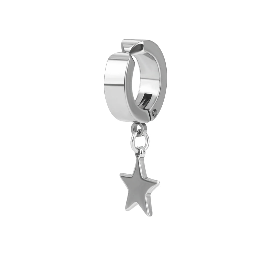 Star Cross Magnetic Clip Earrings - Stainless Steel Punk Hip-Hop Jewelry for Men & Women